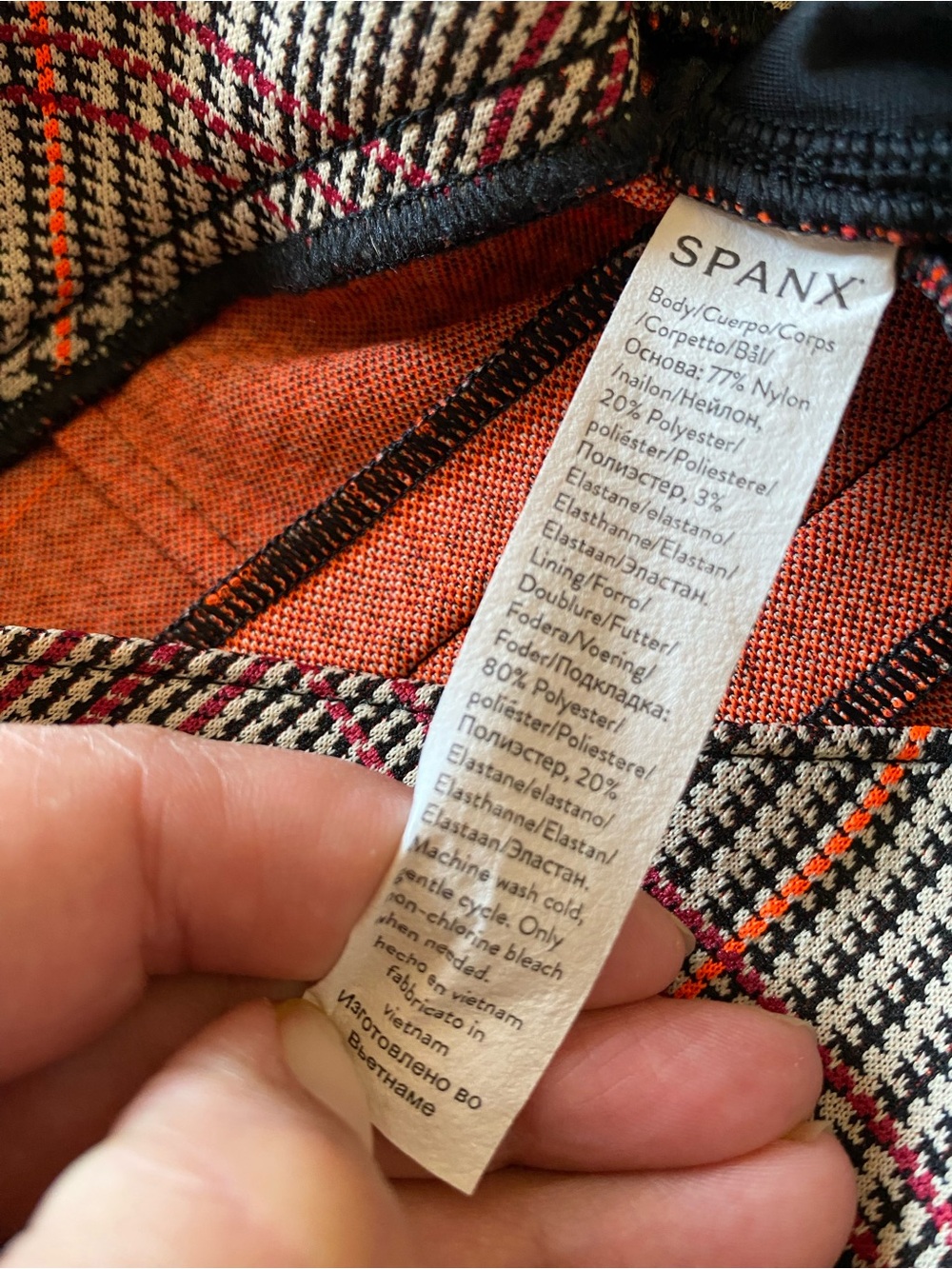 Spanx Perfect Kick Flare Ponte Plaid Trousers Orange Pop Pull On Pants: Large - Picture 7 of 9
